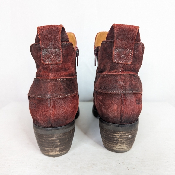 Toas Howdy Red Garnet Rugged Suede Leather Ankle Boots - Size 9-9.5 - Picture 3 of 8